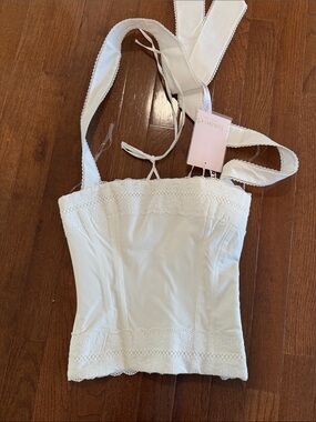 NEW House of CB COSETTE White Halter Neck Cotton Top